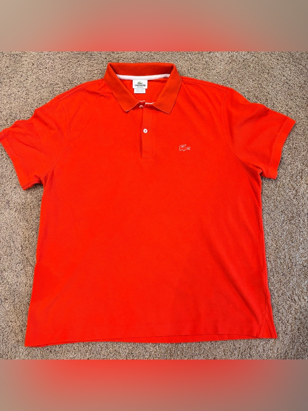 Lacoste Men's Red Polo Shirt - Classic Short Sleeve, size 7